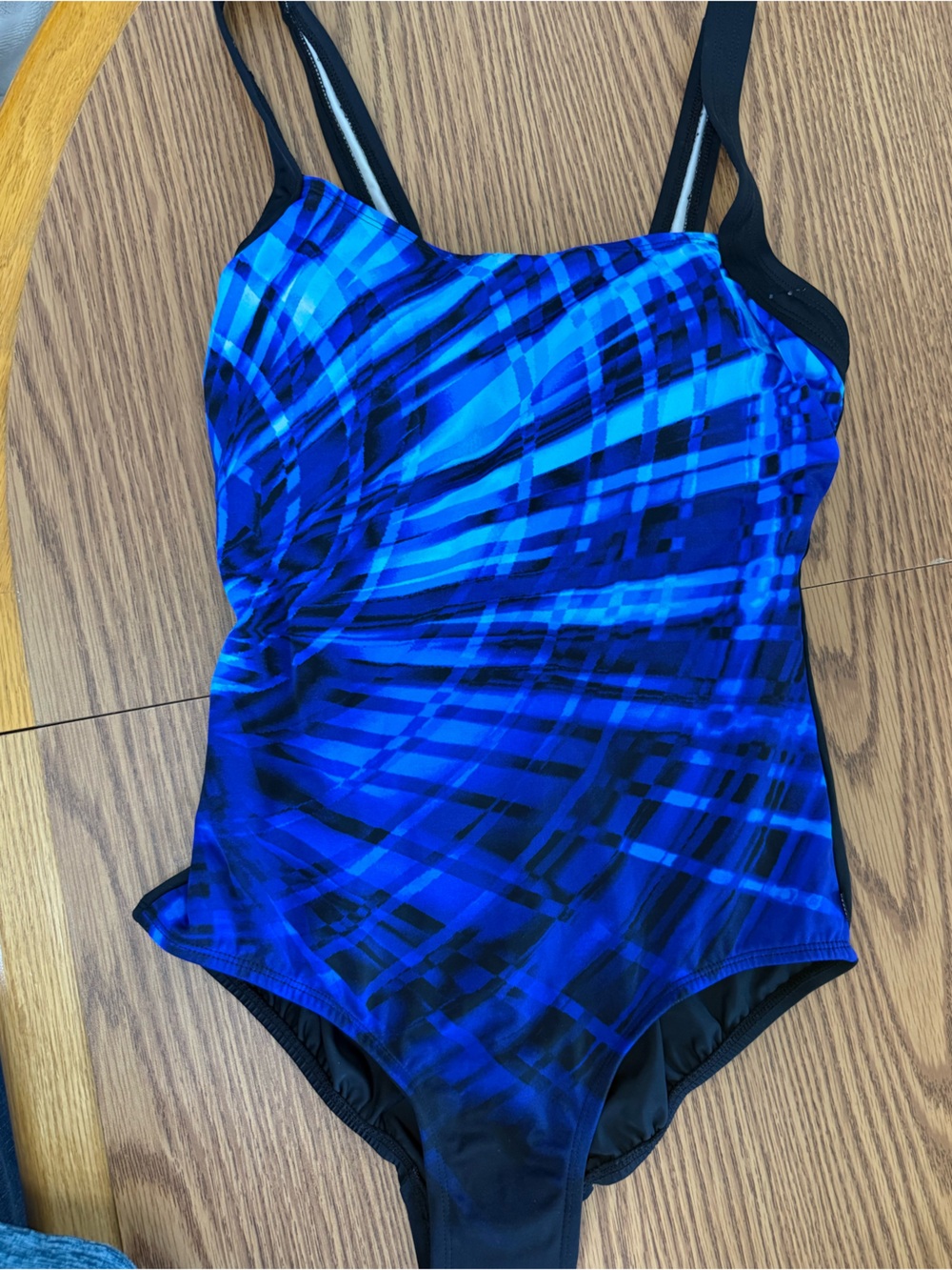 NWT Reebok Variations of Blue Swimsuit, Shelf Bra